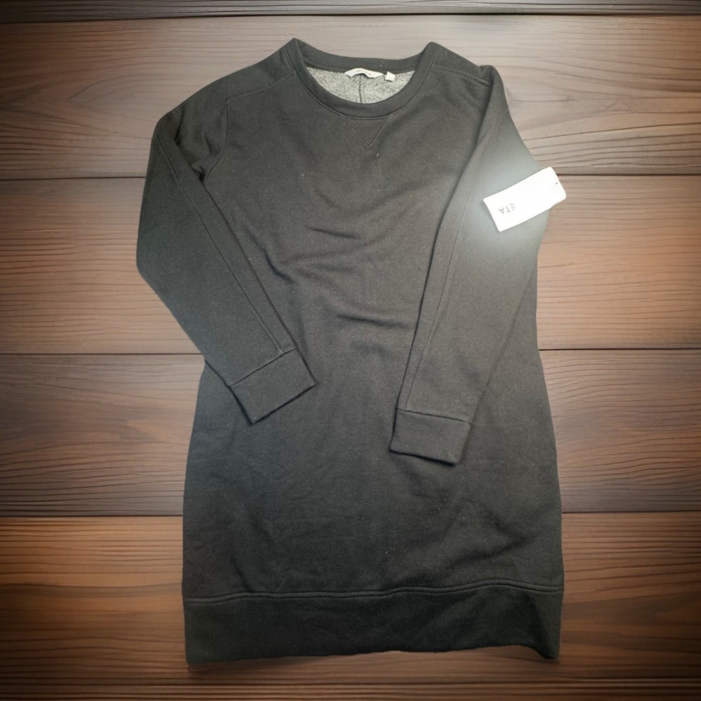 Athleta Lolo Dress Medium Black Sweatshirt Dress‎ Pockets Athleisure New w/ Tags